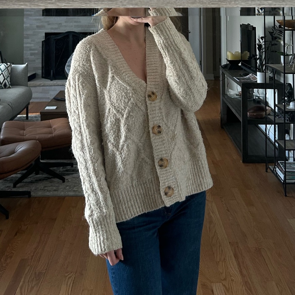 Cozy Cream Cable Knit Cardigan